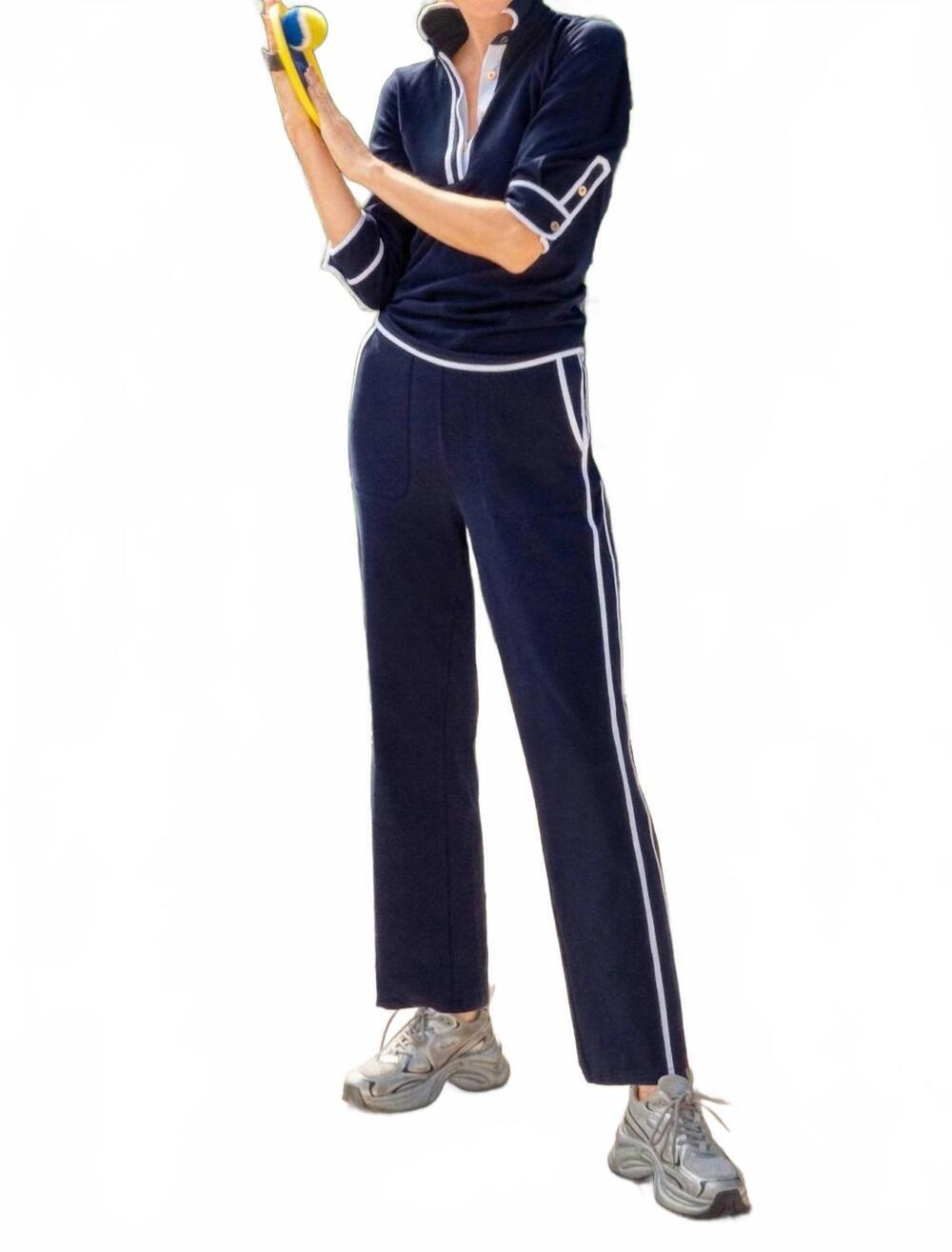 NEW GRETCHEN SCOTT trim it up sweatpants in navy white - Picture 6 of 6